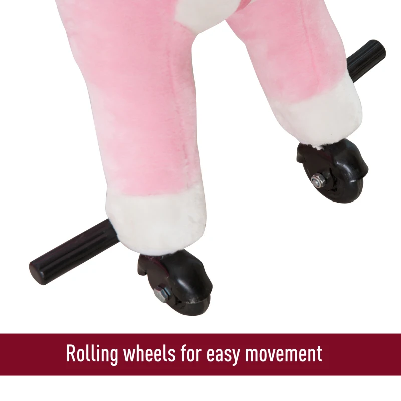 Qaba Kids Plush Toy Ride on Walking Horse - Pink