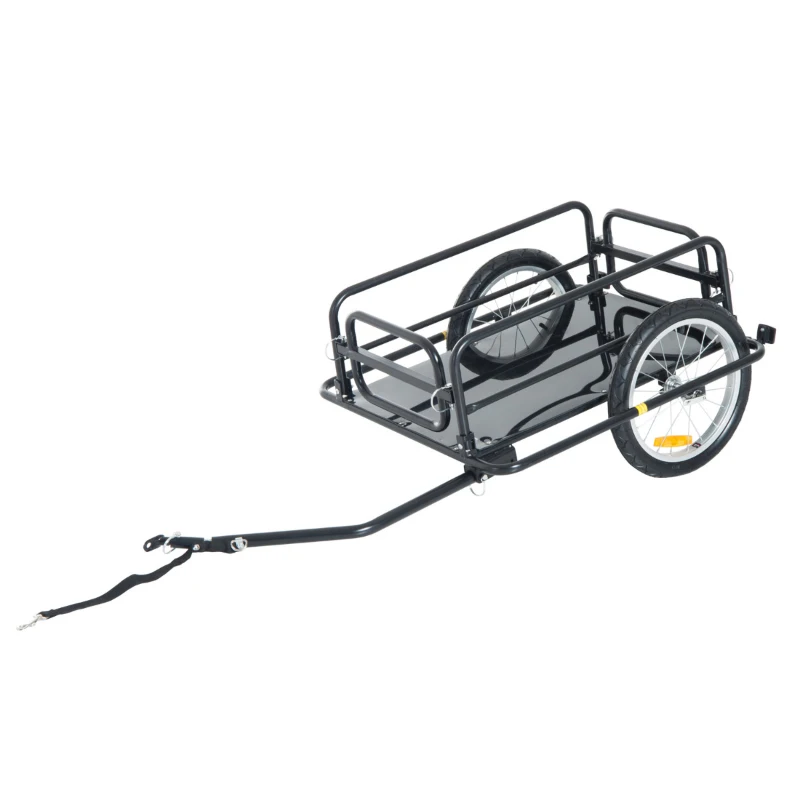 Aosom Bicycle Wagon Garden Wanderer Folding Bicycle Storage Cart Cargo and Luggage Trailer with Hitch - Black