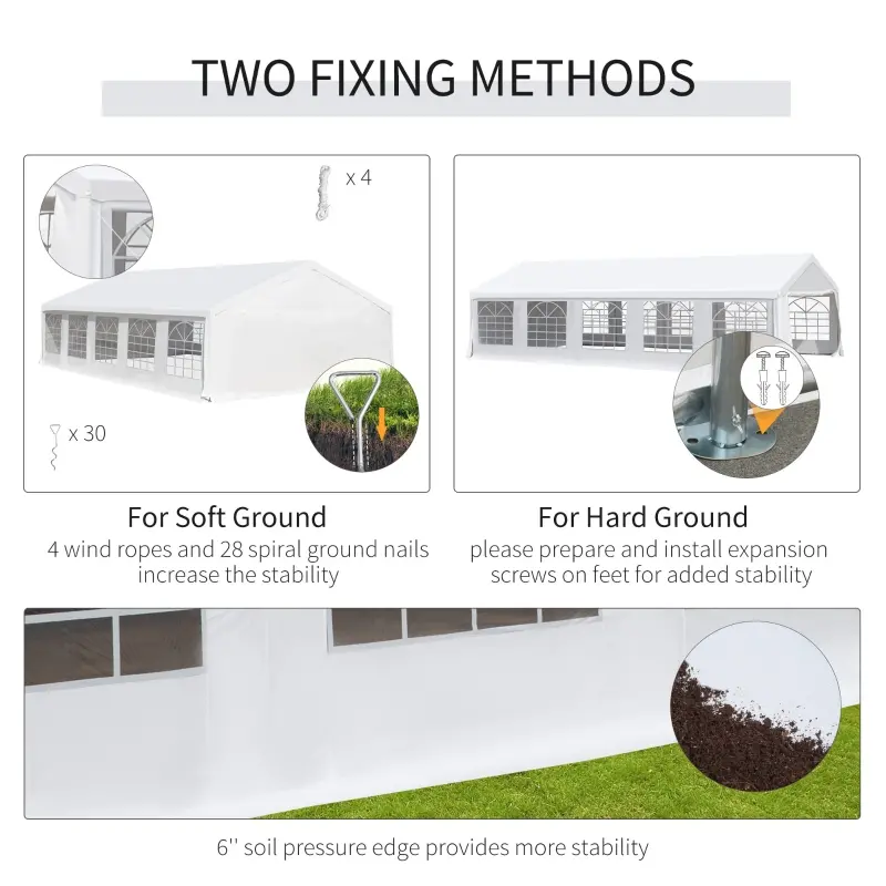 Outsunny 32" x 20" Outdoor Heavy Duty Carport Canopy Gazebo Wedding Party Tent Garage - White