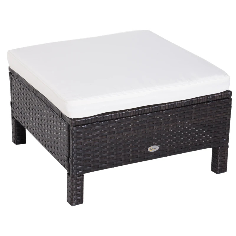 Outsunny 3 Piece Loveseat and Nested Ottoman Outdoor Furniture Set with Adjustable Armrest