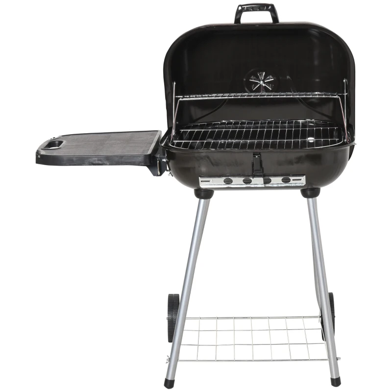 Outsunny Portable Charcoal Grill, 22" Steel BBQ for Camping & Backyard Cooking, Compact Design with Easy Carry Handle