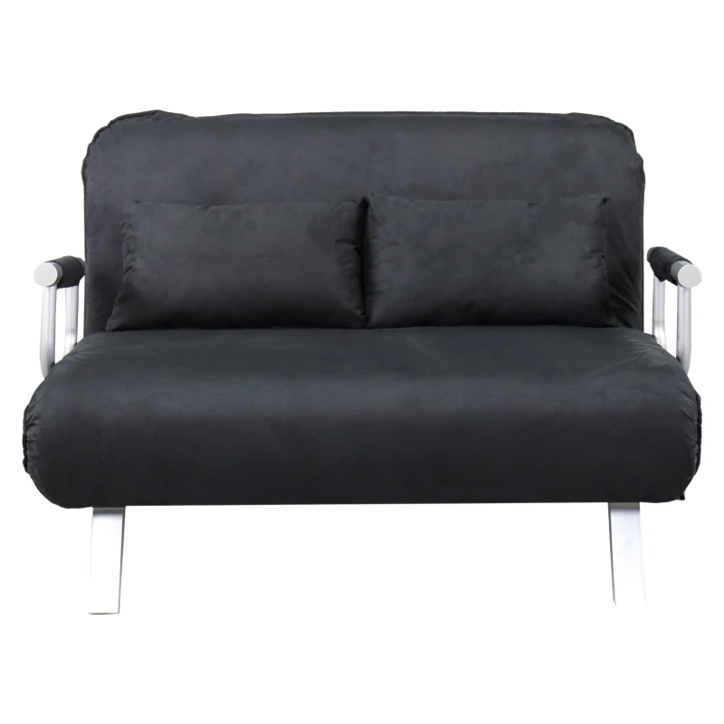 HomCom Full Size Folding 5 Position Steel Convertible Sleeper Bed Chair- Black