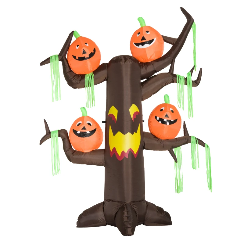 HomCom 8' Tall Outdoor Lighted Inflatable Inflatable Halloween Decoration - Haunted Tree with Jack-O-Lanterns