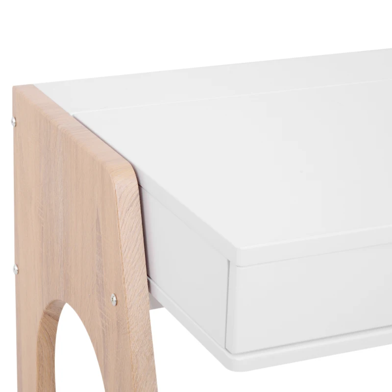 HomCom 33" Wood Modern Flip Top Writing Desk with Storage - White and Oak