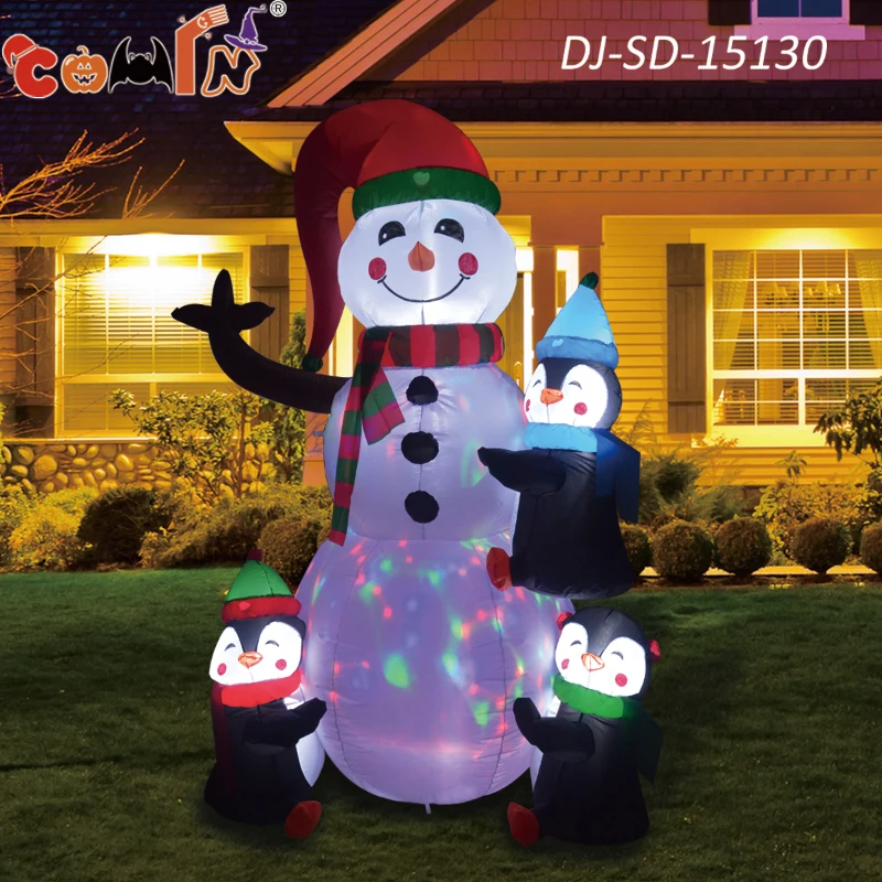 COMIN 6 Foot Tall Inflatable Snowman & Penguins Inflatable Christmas Yard Decoration