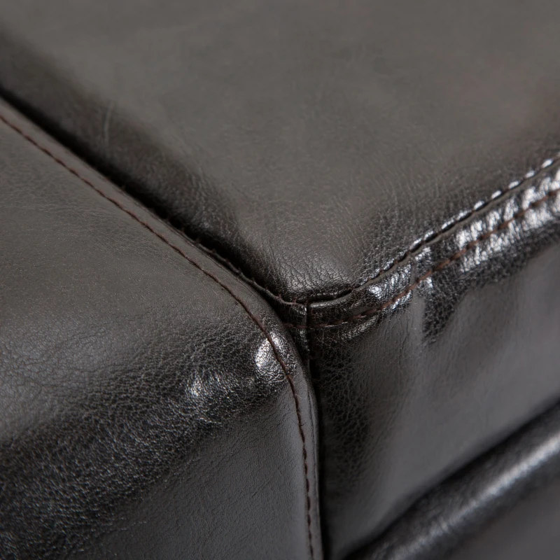 HomCom Unique Large 51" Tufted Faux Leather Storage Bench Ottoman Couch - Dark Brown