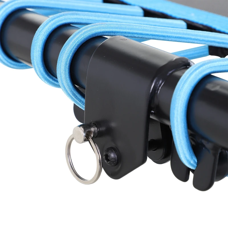 Soozier Foldable Small Exercise Trampoline with 3-Level Adjustable T-Bar for Adults and Children - Blue and Black