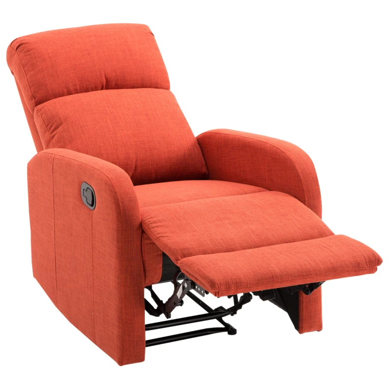 HomCom Linen Fabric Manual Recliner Lounger Chair  with Footrest - Red