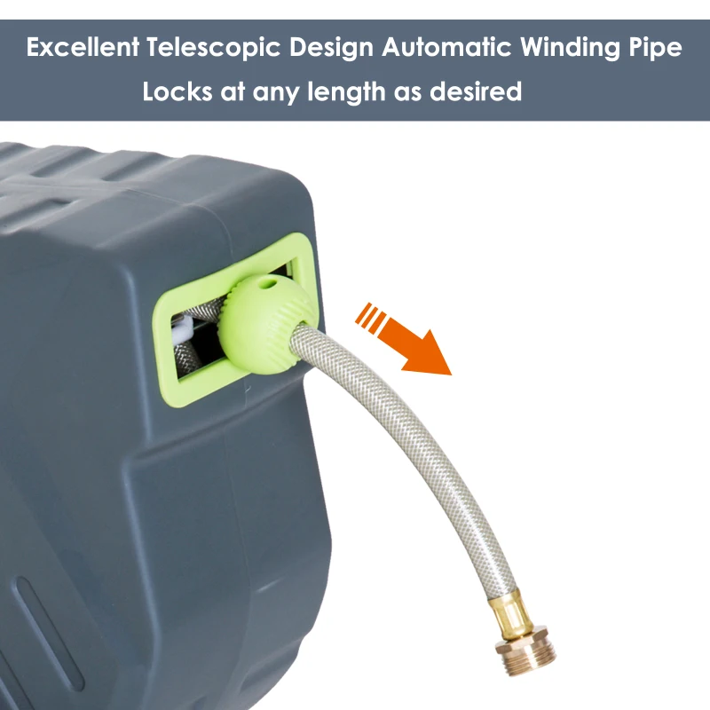 Outsunny 50’ Plastic Portable Outdoor Wall Mount Retractable Water Hose Reel