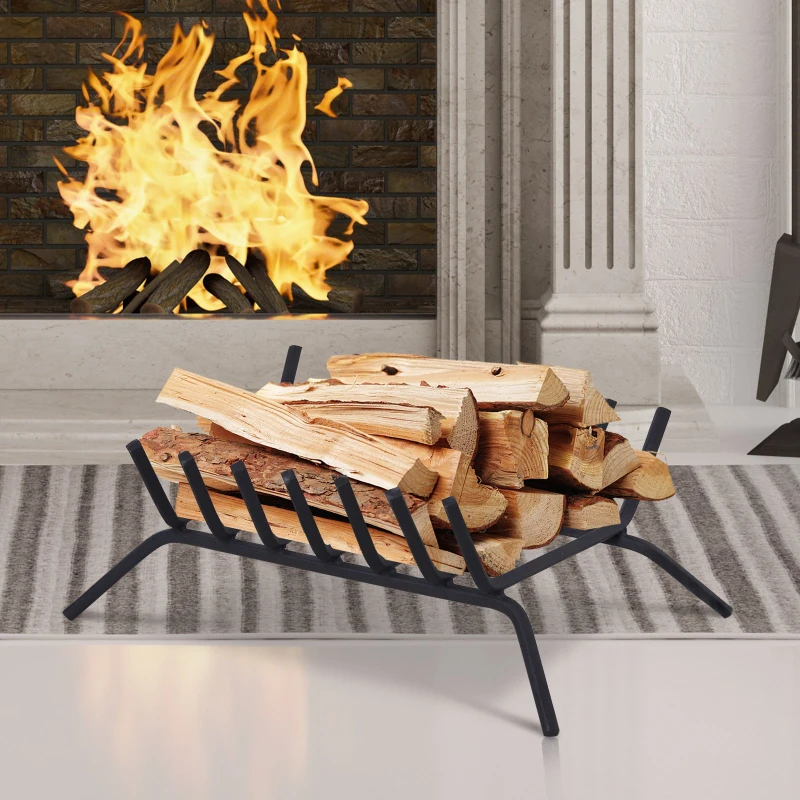 Outsunny Firewood Log Grate for Indoor Wood Burning Fireplace  Steel  7-Bar  21" L