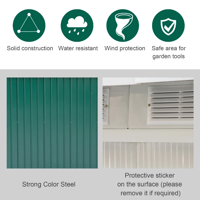 Outsunny Metal Outdoor Shed 9'x4' - Lockable Storage for Garden Tools, Lawn Equipment - Green