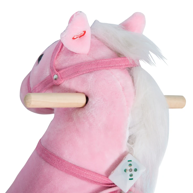 Qaba Kids Plush Toy Ride on Walking Horse - Pink