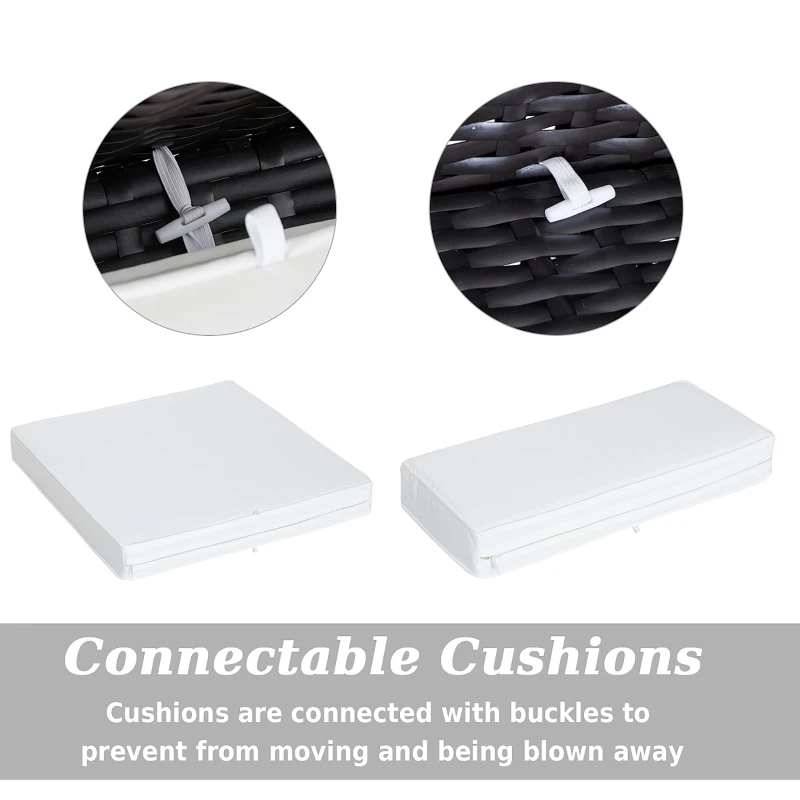 Outsunny 7 Piece Set Rattan Sofa Luxury Modular Conversation Outdoor Furniture - Coffee and Cream