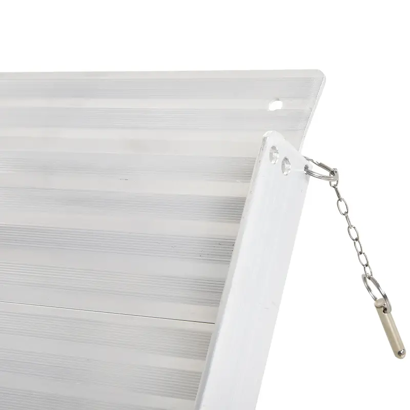 HomCom 2' Small Portable Bi-Fold Lightweight Aluminum Stair Doorway Entry Disability Ramp - Silver