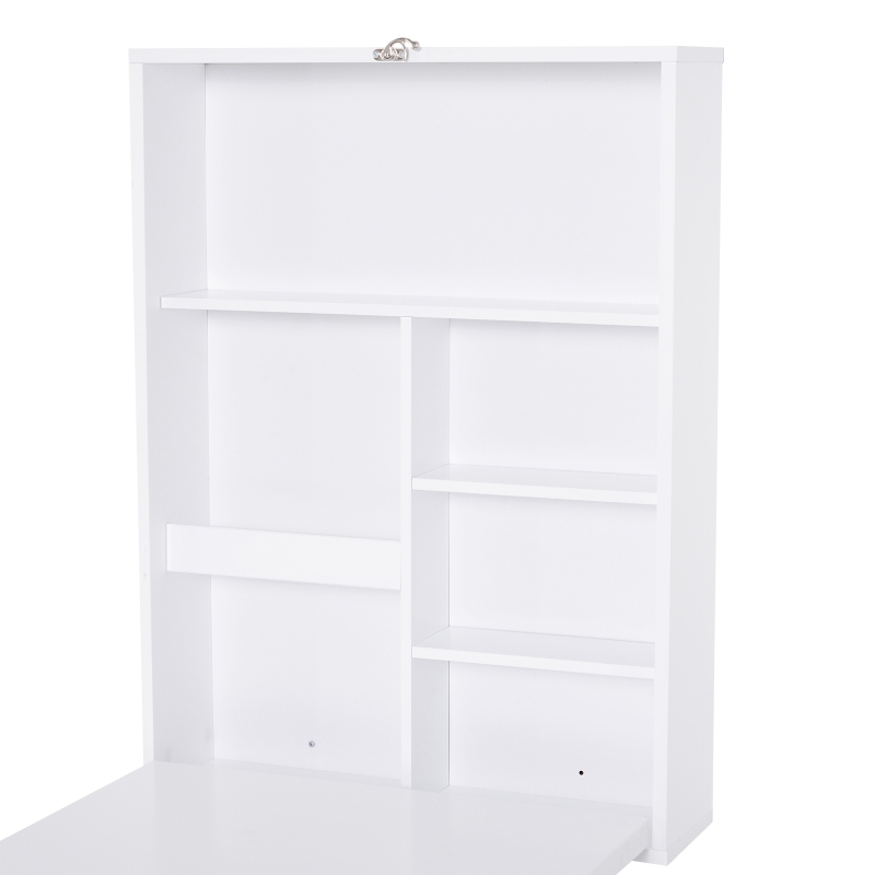 HOMCOM Wall Mounted Space Saving Writing Table Foldable Computer Desk with a Blackboard for Notes Book