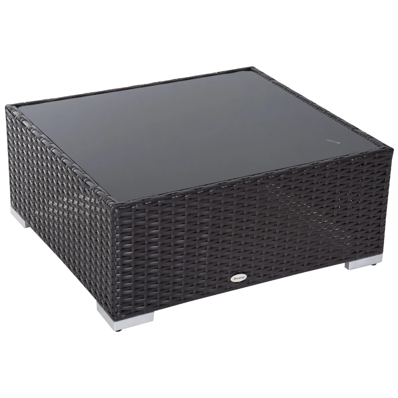 Outsunny 7 Piece Set Rattan Sofa Luxury Modular Conversation Outdoor Furniture - Coffee and Cream