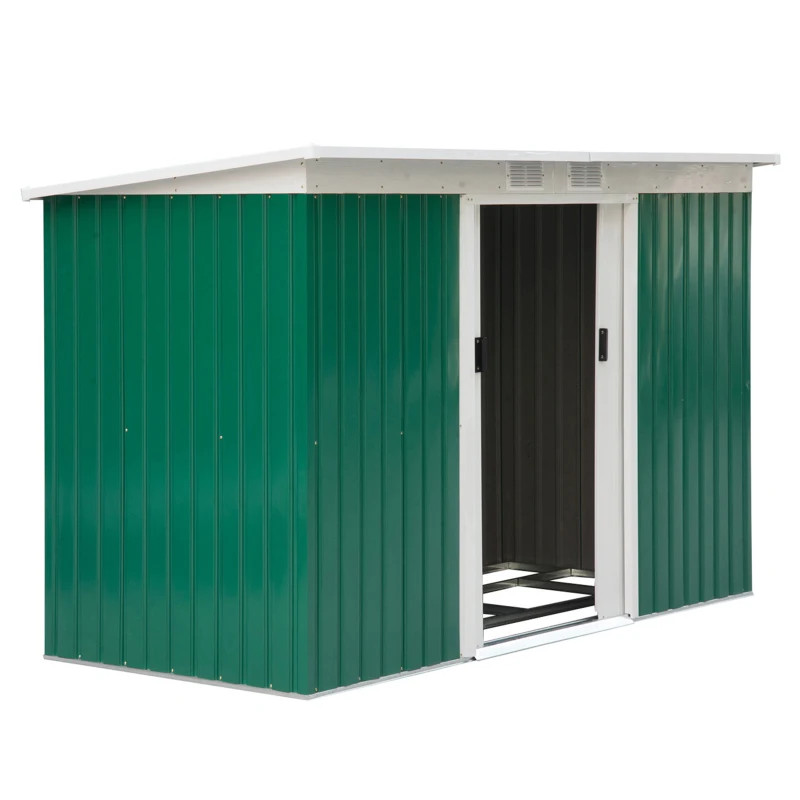 Outsunny Metal Outdoor Shed 9'x4' - Lockable Storage for Garden Tools, Lawn Equipment - Green