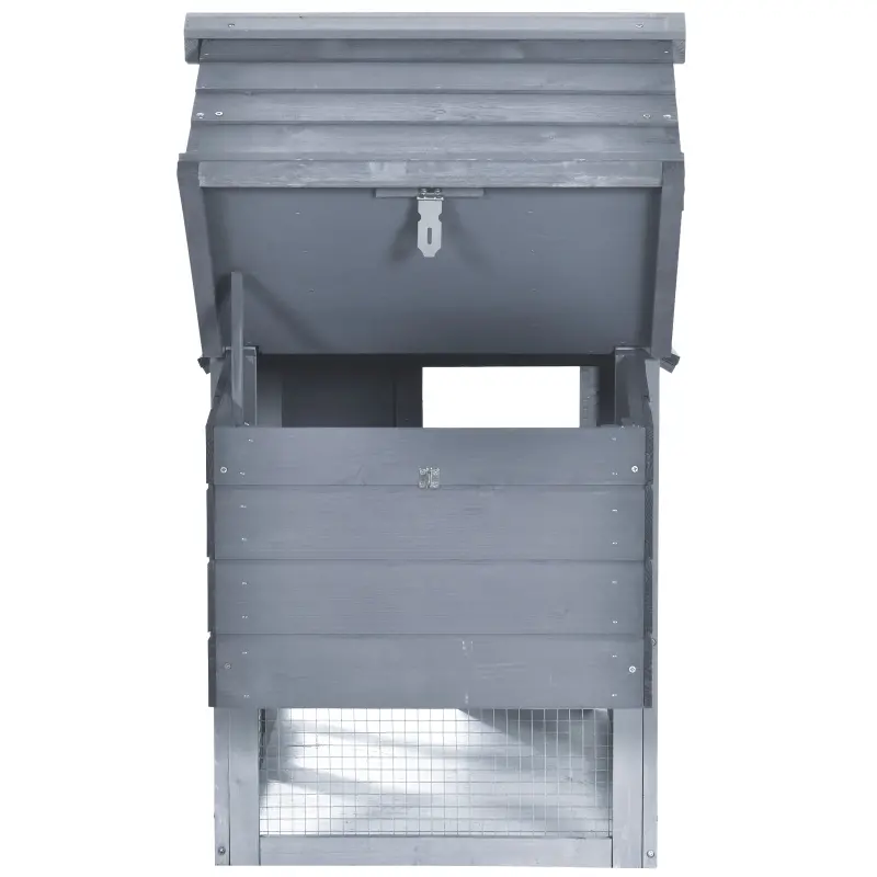 PawHut 59" Solid Wood Enclosed Outdoor Backyard Chicken Coop Kit with Nesting Box - Grey