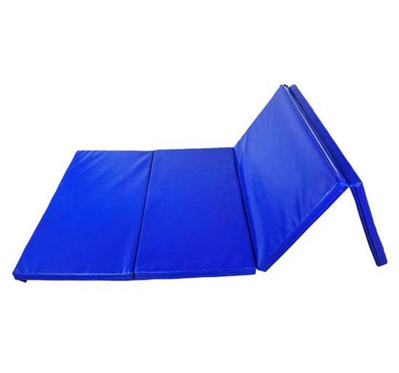 Soozier 6' x 4' x 2" PU Leather Folding Gymnastics Tumbling / Martial Arts Mat - Blue