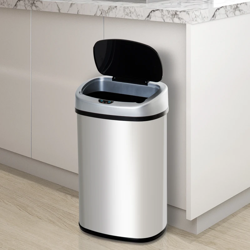 HomCom 48L / 12.5 Gallon Stainless Steel Automatic Motion Sensor Trash Can