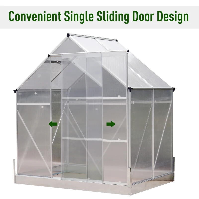 Outsunny Aluminum 4.25' L x 6.25'W x 7.2'H Polycarbonate Portable Walk-In Garden Greenhouse