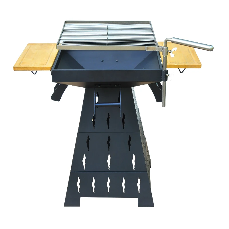 Outsunny Wood Burning/Charcoal Outdoor Fire Pit BBQ Grill Combo