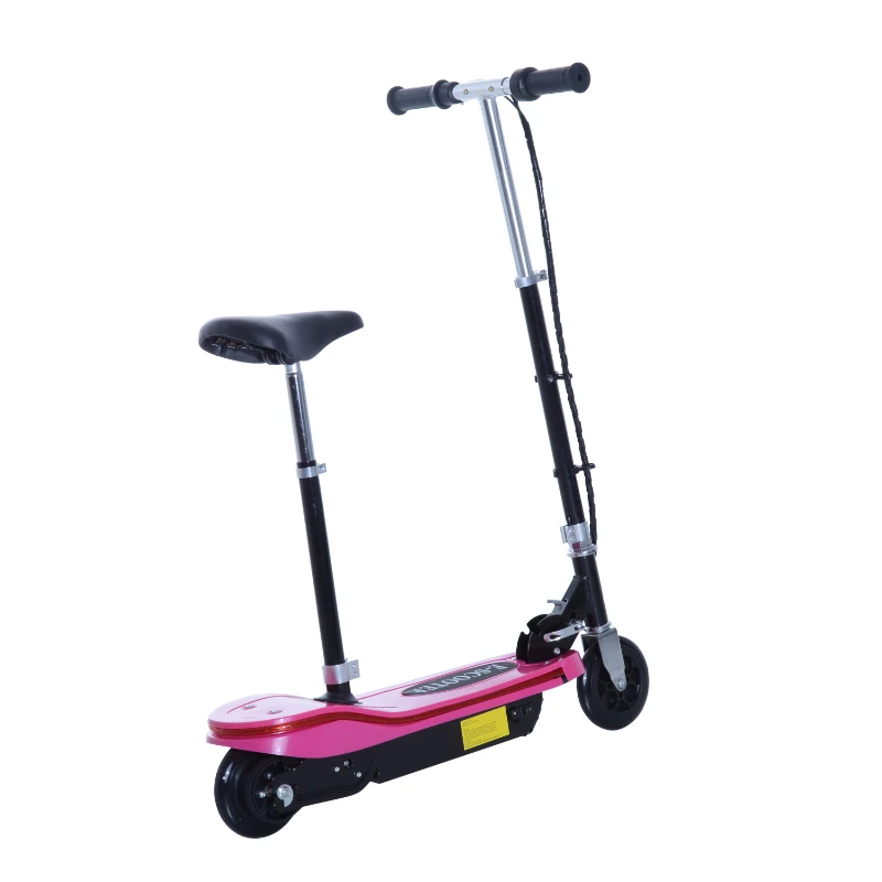 Aosom Pink High-Powered 120W Motorized Kids Foldable Electric Scooter with LED Lights