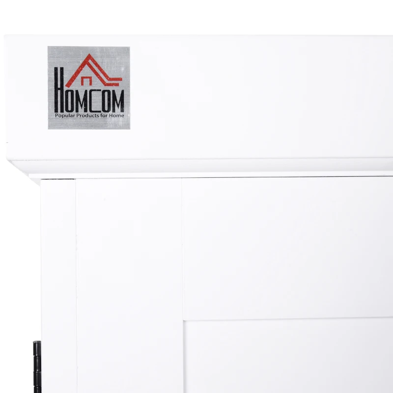 HOMCOM 72" H Traditional Colonial Freestanding Wood Kitchen Pantry with 1 Center Drawer and 2 Cabinets - White