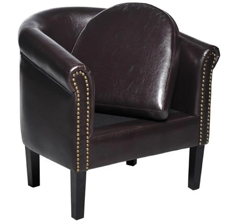 HomCom Faux Leather Traditional Club Armchair Smoking Chair - Dark Brown