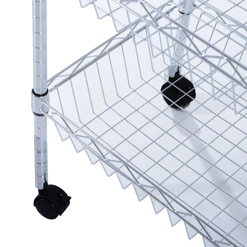 HomCom 24" Portable Rolling Trolley Kitchen Cart with Wire Basket