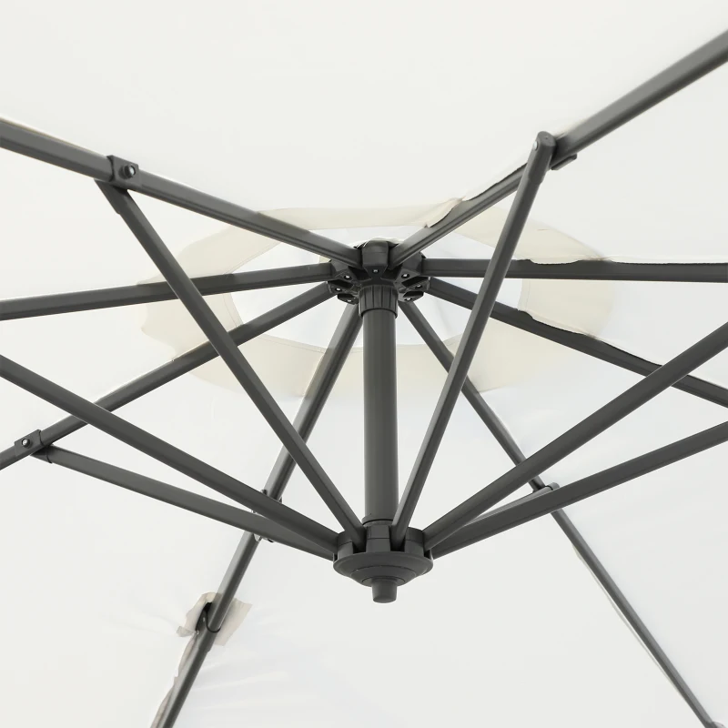 Outsunny 10' Hanging Tilt Offset Cantilever Patio Umbrella with 6-Level Adjustable Angle, Base Stand, UV Fighting Canopy, & 360° Rotation, Cream White