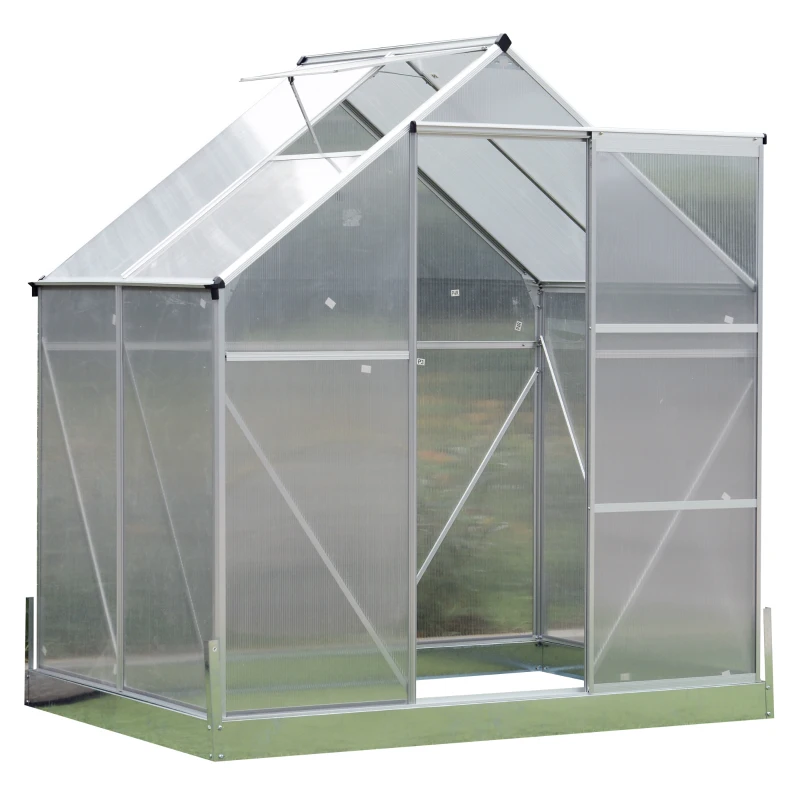Outsunny Aluminum 4.25' L x 6.25'W x 7.2'H Polycarbonate Portable Walk-In Garden Greenhouse
