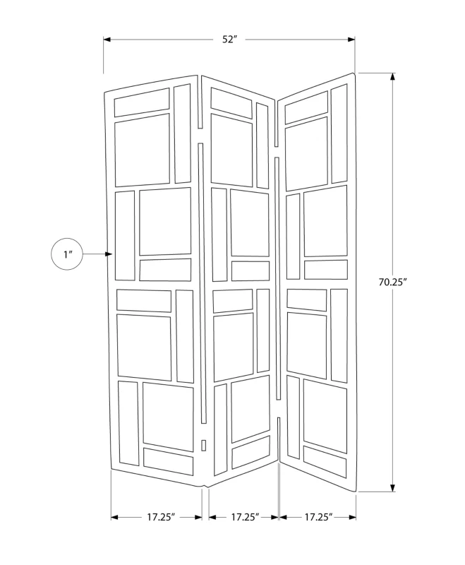 Monarch 3-Panel Folding Privacy Screen Room Divider Changing Screen - Black Wood Frame