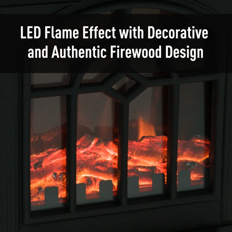 HomCom 16" 1500W Freestanding Indoor Electric Fireplace Heater - Black