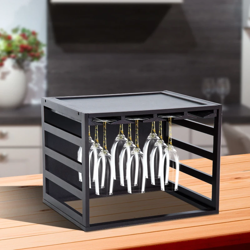 HomCom Modern Wood Tabletop Stemware Rack - Holds 20 Wine Glasses