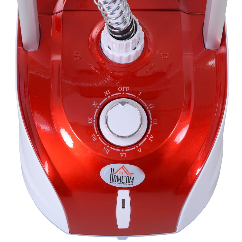 HOMCOM Fabric Garment Steamer for Clothes, Hanging Full Size, 2 Liter, 1350W, 11 Level Steam Adjustment - Red