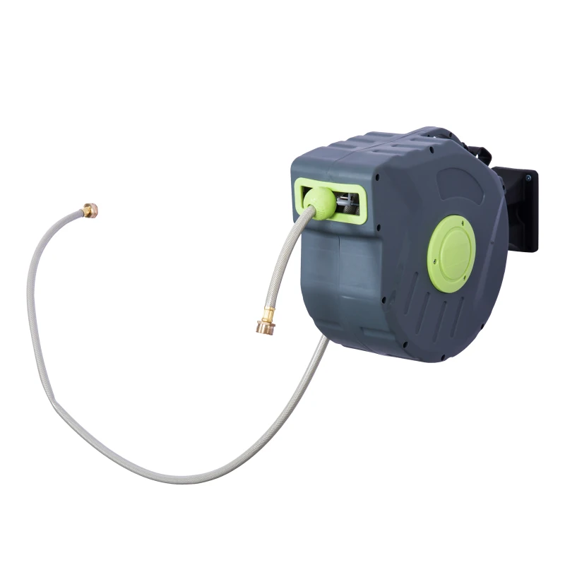 Outsunny 50’ Plastic Portable Outdoor Wall Mount Retractable Water Hose Reel