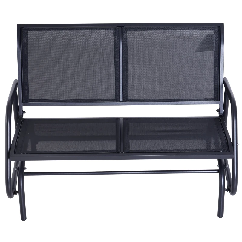 Outsunny Outdoor Front Porch Curved Loveseat Glider Rocker Bench Chair - Black