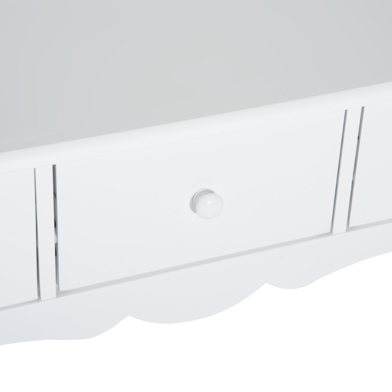 HomCom Narrow Wooden Front Entryway Wall Console Table 3 Drawers - White