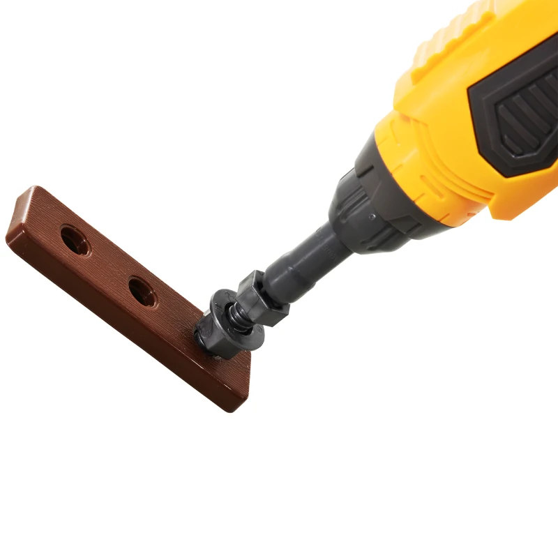 HOMCOM 32pc Kids Tool Set Pretend Play Construction with Rolling Cart Orange/Grey