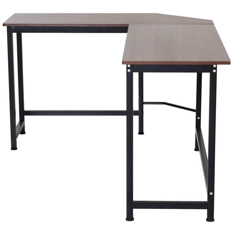 Vinsetto Wood Metal Modern L-Shape Corner Computer Desk - Walnut