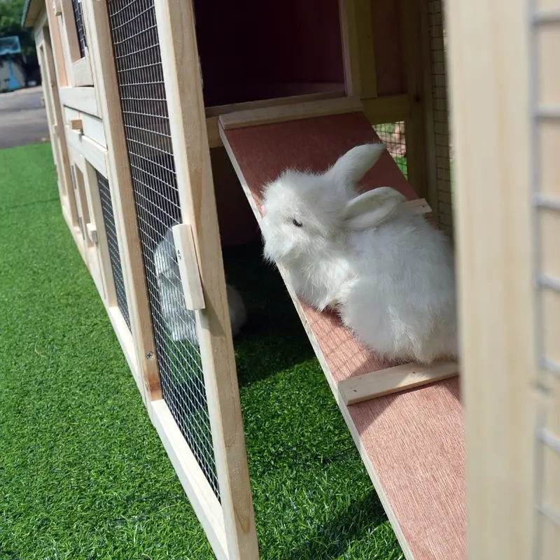 PawHut 83" Wooden Two Story Outdoor Deluxe XL Rabbit Bunny House Hutch Pet Cage
