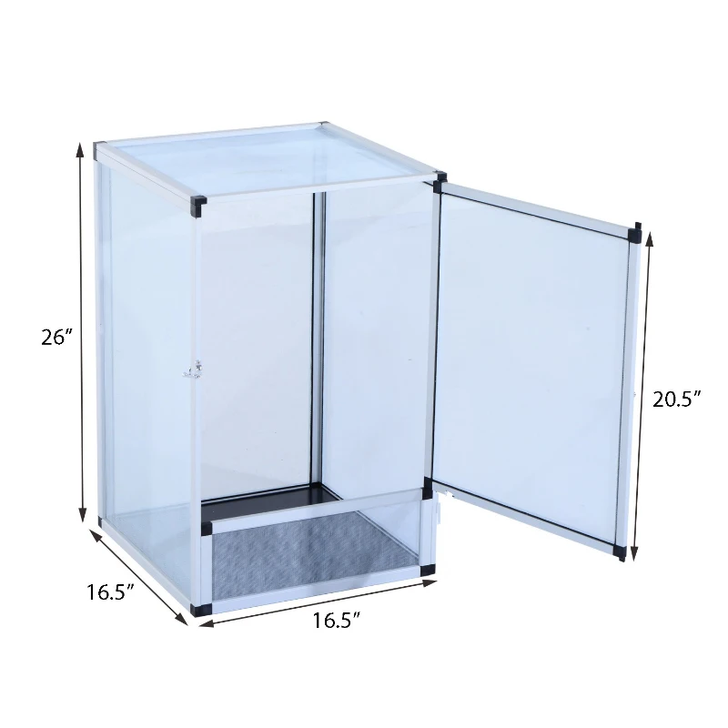 Pawhut 16.5”L x 16.5”W x 26”H Fresh Air Screen Habitat for Reptiles - Silver