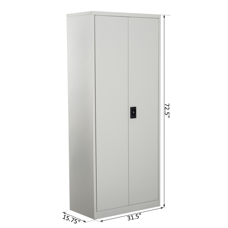 Vinsetto 72” Tall Steel Large Freestanding Commercial Warehouse Utility Storage Cabinet - Cream White