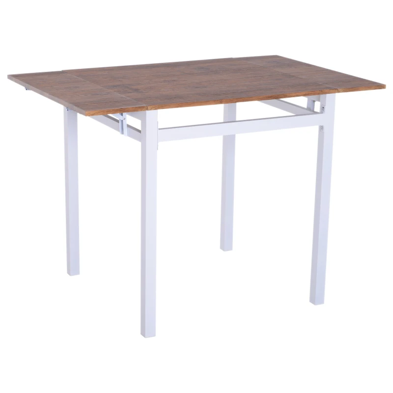 HomCom 5 Piece Drop Leaf Counter Height Dining Table and Chairs Set - Walnut / White