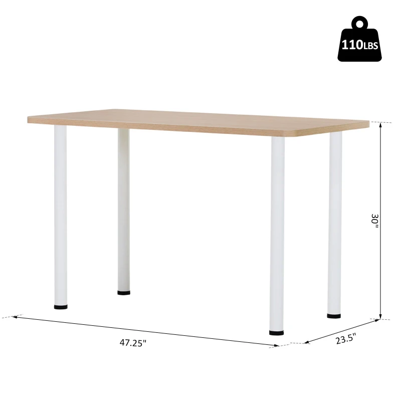 HOMCOM Modern Dining Table Office Working Desk Wood Top with Stainless Steel Leg