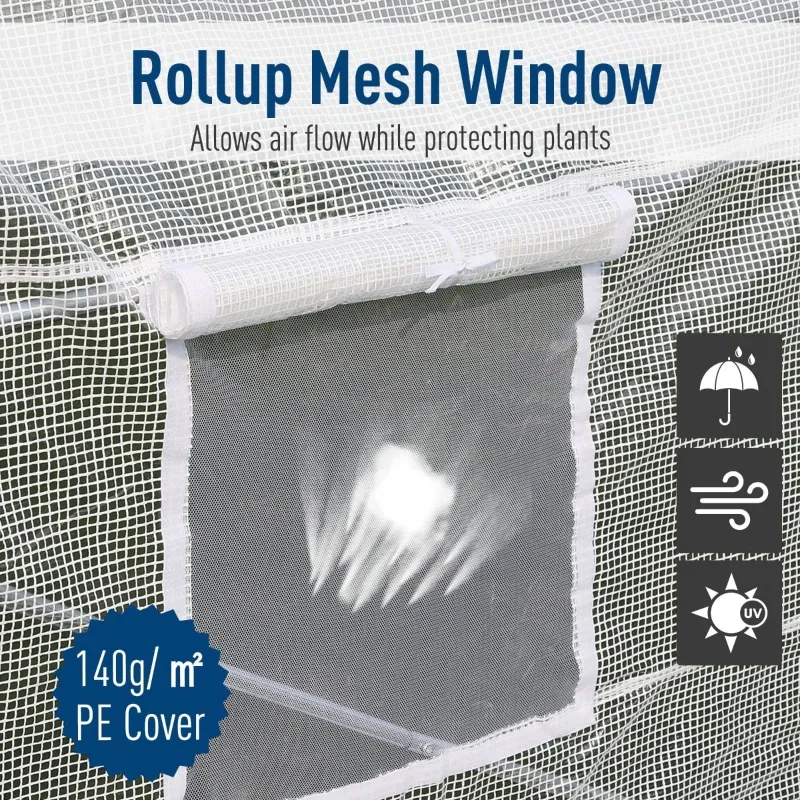 Outsunny 20x10x7ft Walk-in Outdoor Tunnel Greenhouse Portable Backyard Plant Growth Shed Warm House - White