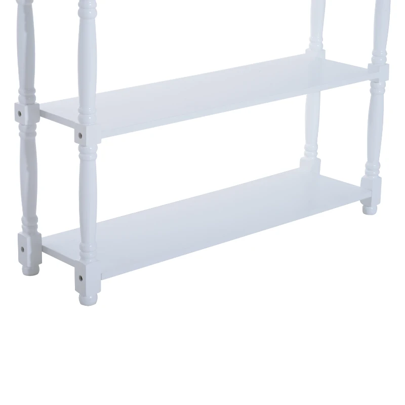 HomCom 40"W Modern Country Pine 3 Tier Wooden Entryway Console Table - Glossy White