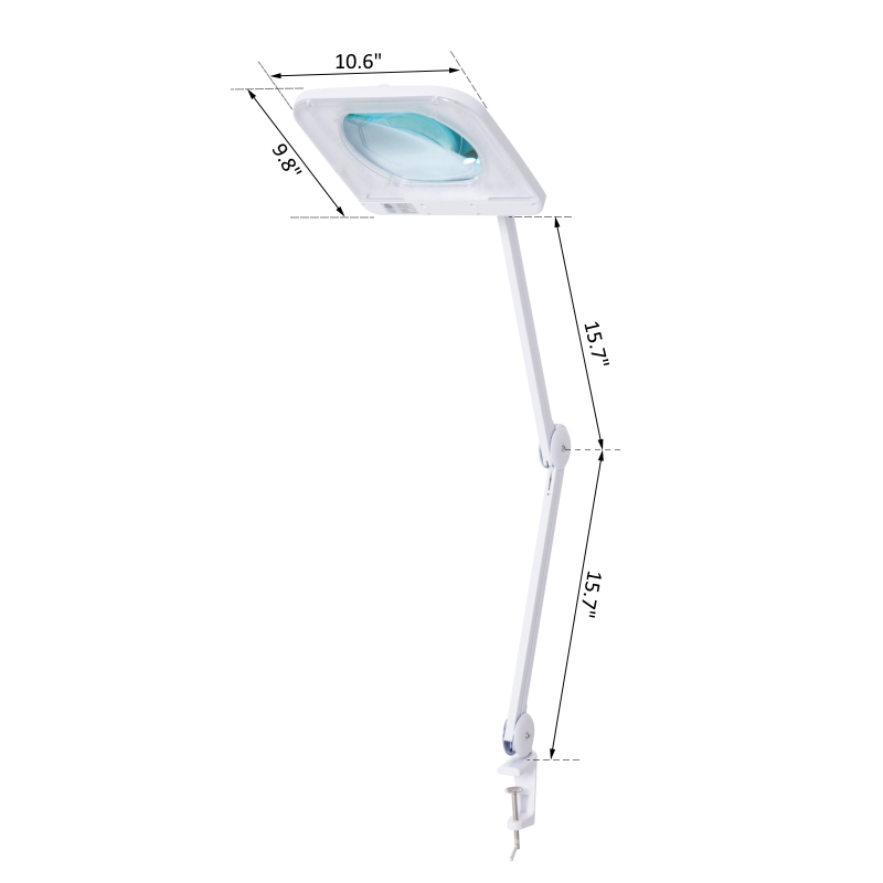 HomCom 3 Diopter 9W LED Illuminated Adjustable Magnifying Clamp On Desk Lamp - White