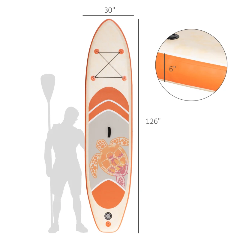 Outsunny Inflatable Paddle Board, Stand Up Paddle Board Adjustable Aluminum Paddle Non-Slip Deck with ISUP Accessories & Carry Bag, 10'5'' x 30" x 6", Orange and Grey
